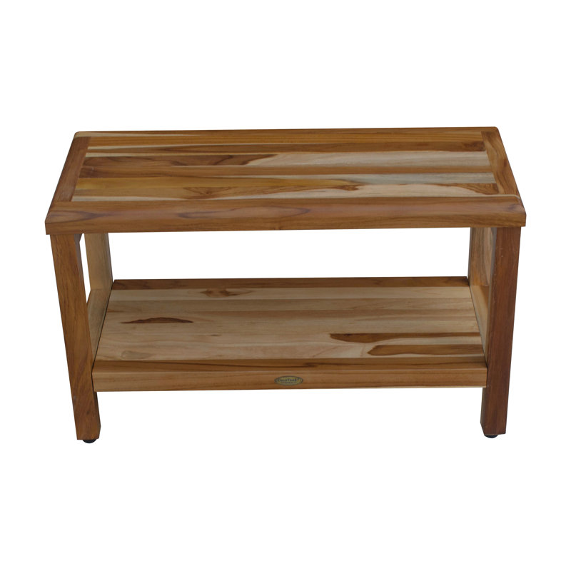 EcoDecors Earthy Teak Classic Shower Bench EcoDecors Eleganto 30 inch Teak Shower Bench Shelf Teak Shower Stool Teak Shower Seat Shower Teak Bench Teak Shower Bench for Inside Shower Natural Teak Colo...